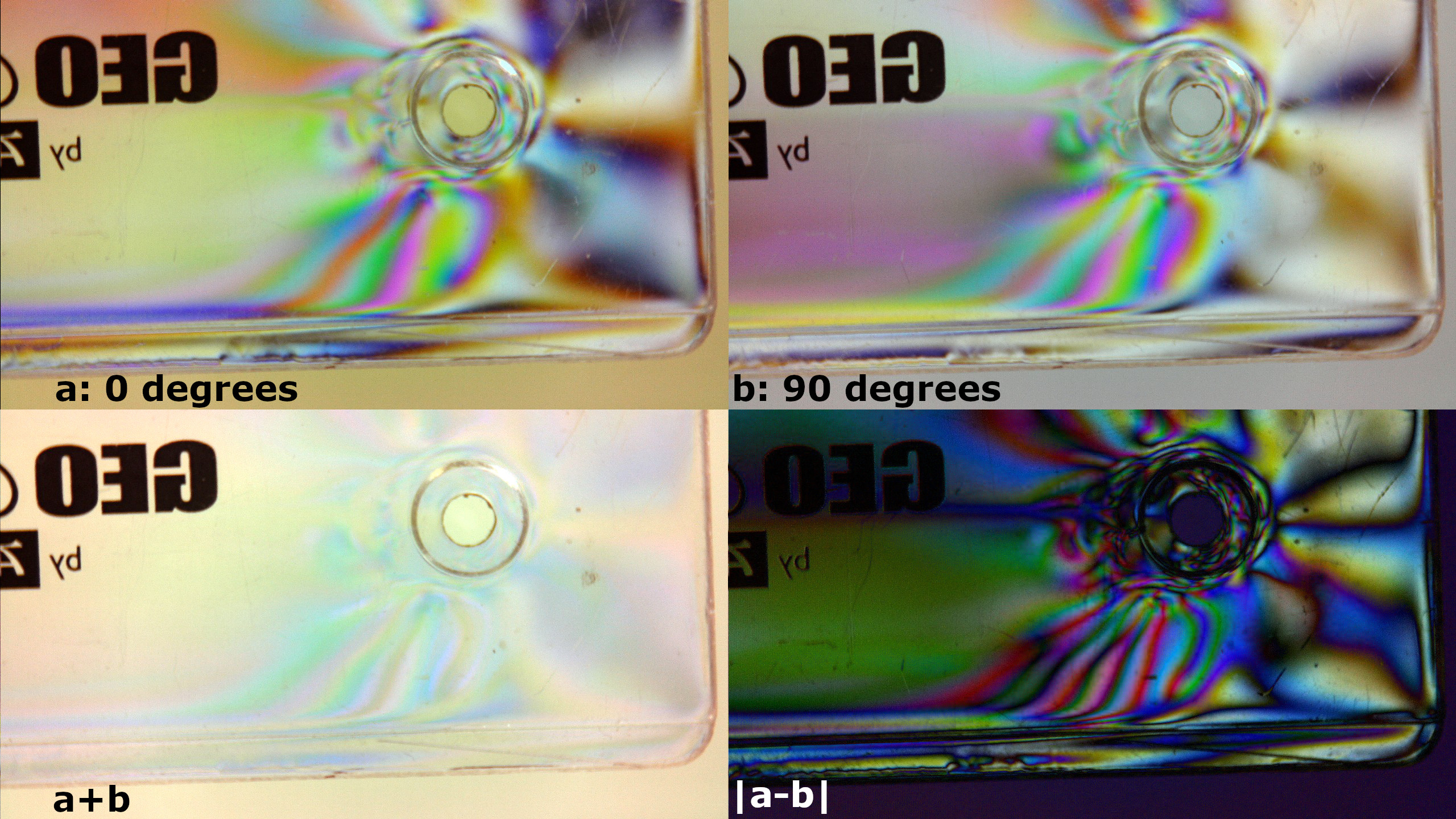 0 and 90 degree polarization, sum and difference images